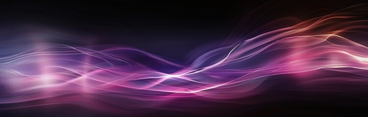 Abstract Pink And Purple Light Waves On Black Background
