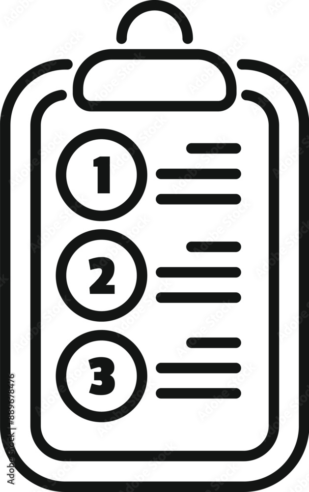 Wall mural Clipboard is showing a checklist with numbers one, two and three for a test examination