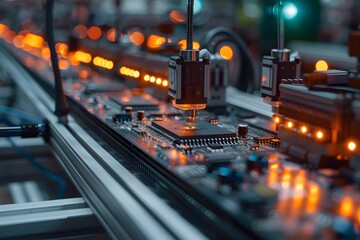 Fototapeta premium Automated Assembly Line for Electronic Circuit Boards