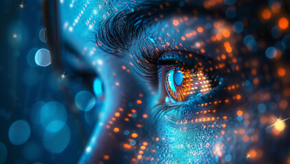 Eye of futuristic and Innovative Imagery AI and Automation use of artificial intelligence and automation in business processes, illustrating efficiency and productivity enhancements