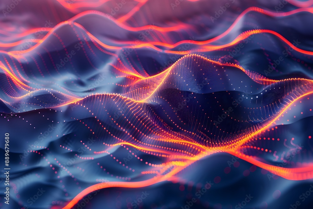Aufkleber abstract digital waveform with glowing lines and dots