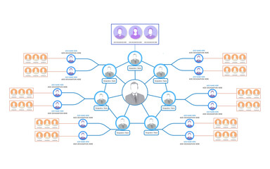 Diagonal shape vertical flat organizational chart infographic template design with multi user	