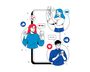 Technology and Social Media Concept Illustration
