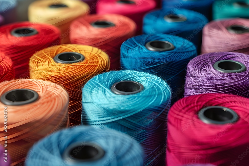 Poster vibrant array of colorful thread spools