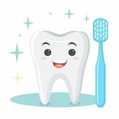 a sparking clean teeth clipart, dental care element, flat design, white tones, isolated on white background
