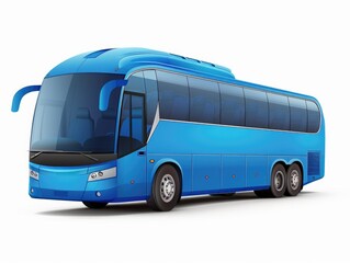 Blue Bus White Background
