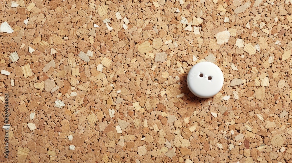 Poster paper attached to cork board with push button