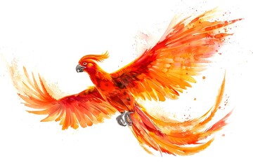 Obraz premium Vibrant Watercolor Phoenix in Flight