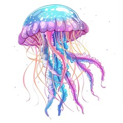 Fototapeta premium Jellyfish Romantic fashion cartoon isolated whitebackground