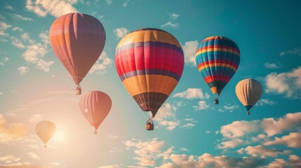 Naklejka premium Colorful hot air balloons in the sky 