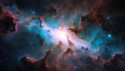 Obraz premium Cosmic Nebula with Galactic Colors and Ethereal Glow