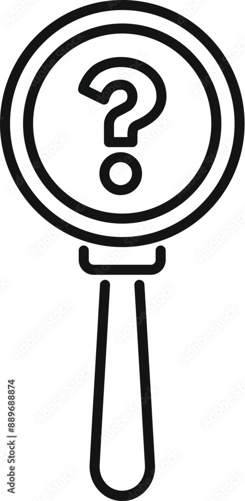 Poster magnifying glass is focusing on a question mark, representing search for a solution or an answer