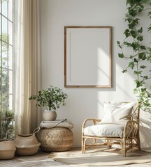 Mockup poster frame close up, 3d render, Generative AI