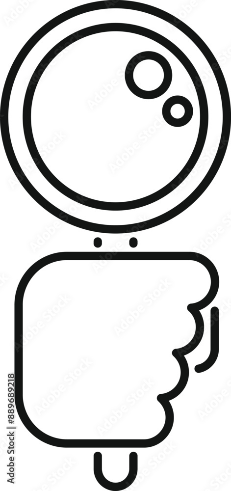 Poster line art icon of a robot hand pointing its finger, with a futuristic interface displaying a planet