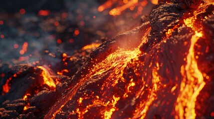 Fototapeta premium Lava-covered mountain landscape