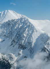 Zlomiskova veza and Koncista mountain peaks in winter High Tatras mountains in Slovakia