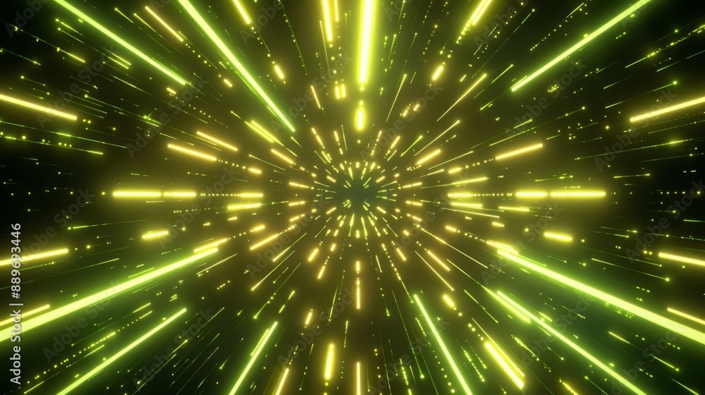 Aufkleber bright yellow lights streak through a black space, creating an abstract tunnel effect.