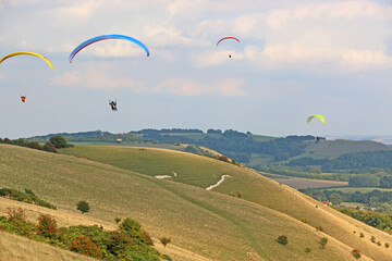 Paragliders at Golden Ball in Wiltshire	