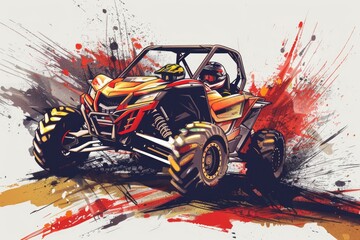 Red and Yellow Buggy on Dirt Road