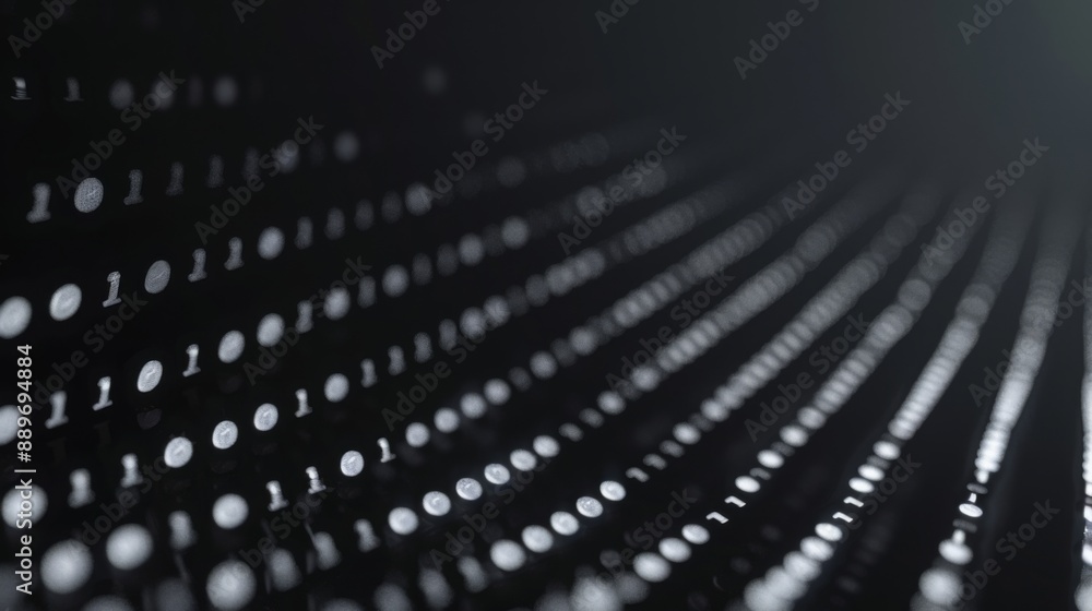 Aufkleber White binary code arranged in rows and columns against a black background. The code appears in perspective, receding into the distance.