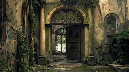 Obraz premium old abandoned church in old town