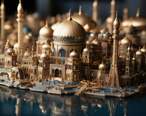 Obraz premium 3D generated Islamic religious background texture with a mosque