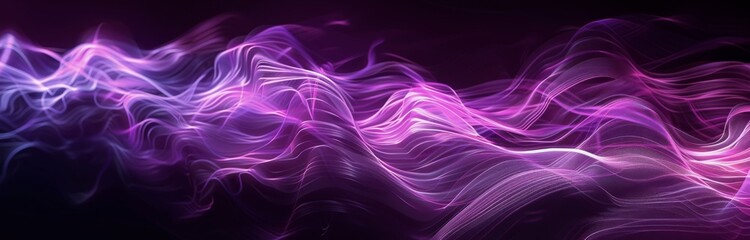 Fototapeta premium Abstract Pink And Purple Light Waves On Black Background