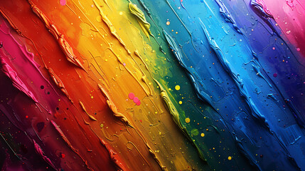 Pride flag, vibrant colors and swirling lines, painting or painted rainbow background, dynamic and artistic