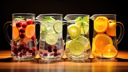 Refreshing Fruit Infused Water in Pitchers.