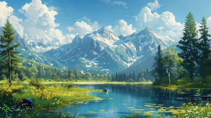 Fototapeta premium Serene landscapes in natural beauty