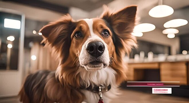 Dog at the dog grooming salon.