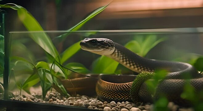 Snake in a terrarium.