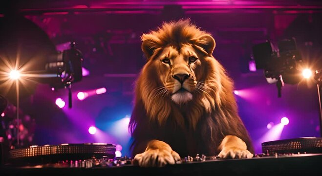 Lion DJ in a nightclub.