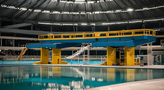 Trampoline to jump in an Olympic pool.