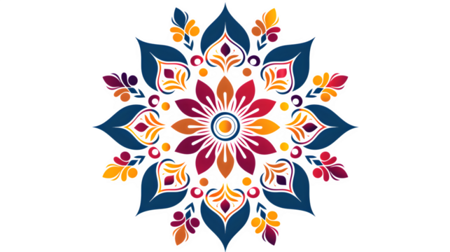 Minimalistic rangoli design, Diwali, elegant festive art, Festival of Lights decoration, traditional rangoli pattern, png file, isolated on white