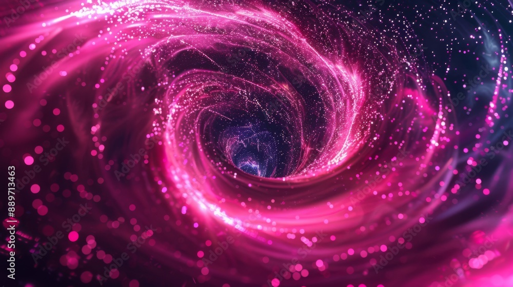 Aufkleber a swirling pink vortex with sparkling lights and a black hole in the center.