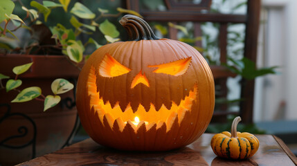 Fototapeta premium A Halloween pumpkin lantern