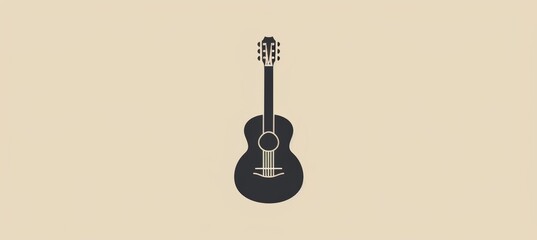 Modern Minimalist Guitar Logo Design with Clean Lines and Solid Color Background