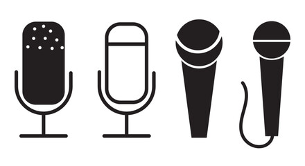 Microphone Icons set. variant microphone icon. Karaoke mic. Podcast microphone line art. web and mobile icons. vector illustration.