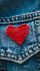 Heart-Shaped Patch on Denim Jacket - Trendy Fashion Accessory for DIY Crafting and Personal Flair