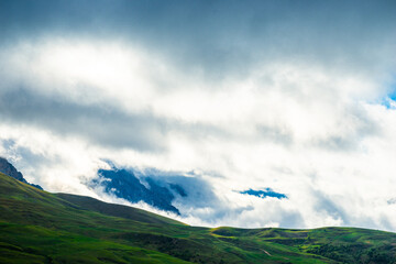 Picturesque mountains in the beautiful clouds of the North Caucasus. Russia