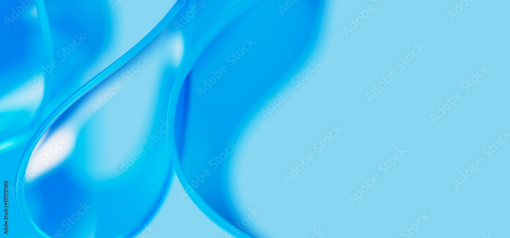 Aufkleber macro of blue transparent glass curved stripe with extreme depth of field. place for text. modern ab