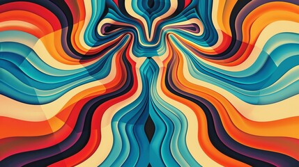 orange blue teal white psychedelic grainy gradient color flow wave on black background, music cover dance party poster design. Retro Colors from the 1970s 1980s, 70s, 80s, 90s, Generative AI