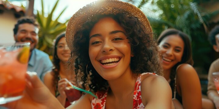 A group of people socializing and enjoying drinks together, perfect for parties or gatherings