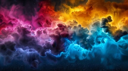 Vibrant Cosmic Cloudscape - Abstract Spectrum of Colorful Space Nebula