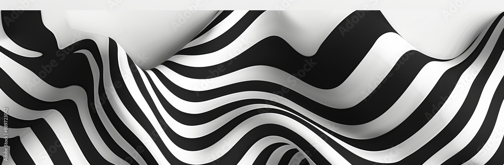 Poster rendering of a striped surface in black and white from an original 3d model