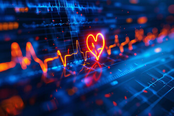 The photo idea is to capture a close-up shot of a cardiogram cardiograph oscilloscope screen against a blue illustration background