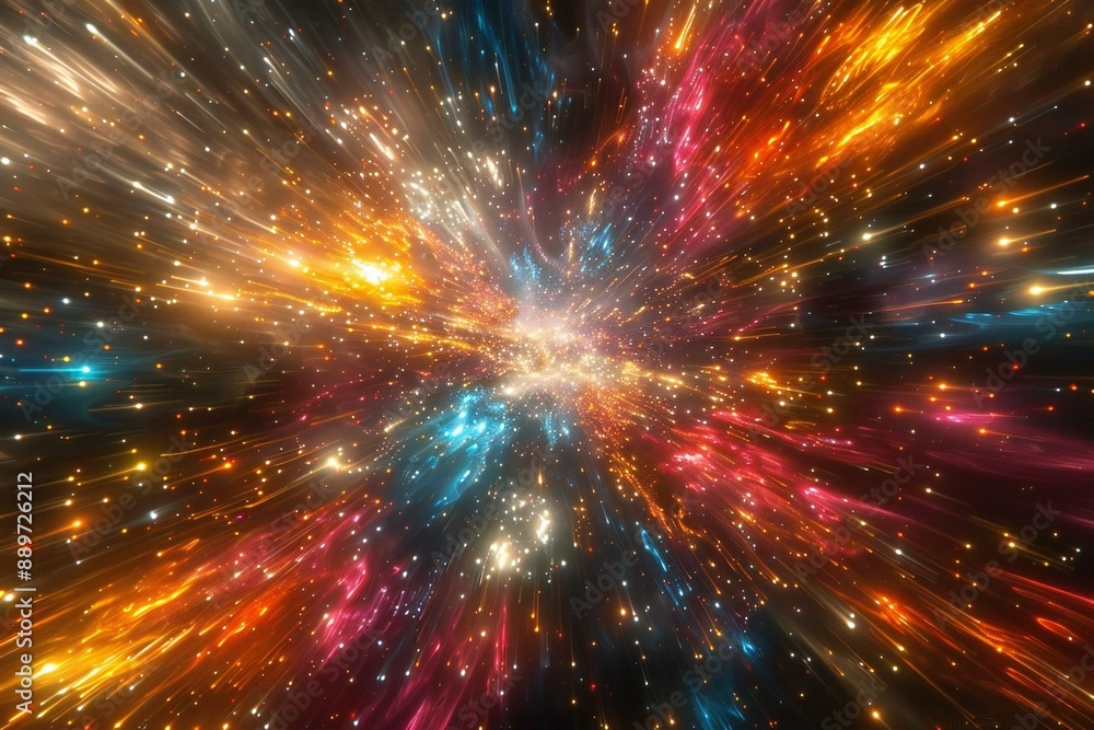 Poster creating a mesmerizing and vibrant space scene.