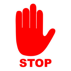 Obraz premium Red Stop, No Sign with Hand Symbol, Stop Prohibition Symbol. Red Ban Icon. Vector Illustration