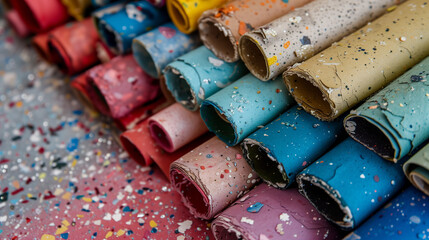 Hand-Made Recycled Paper with Speckle and Flecked Details for Eco-Friendly Artisan Crafts